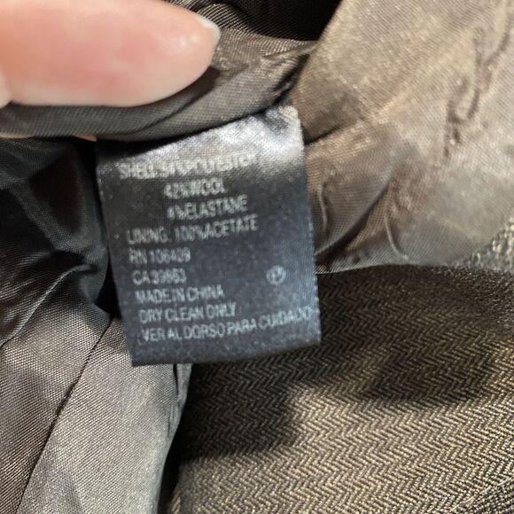 Antoni Melani Women's Brown Wool Herringbone Jeweled Button Blazer Sz 4 - Picture 8 of 9